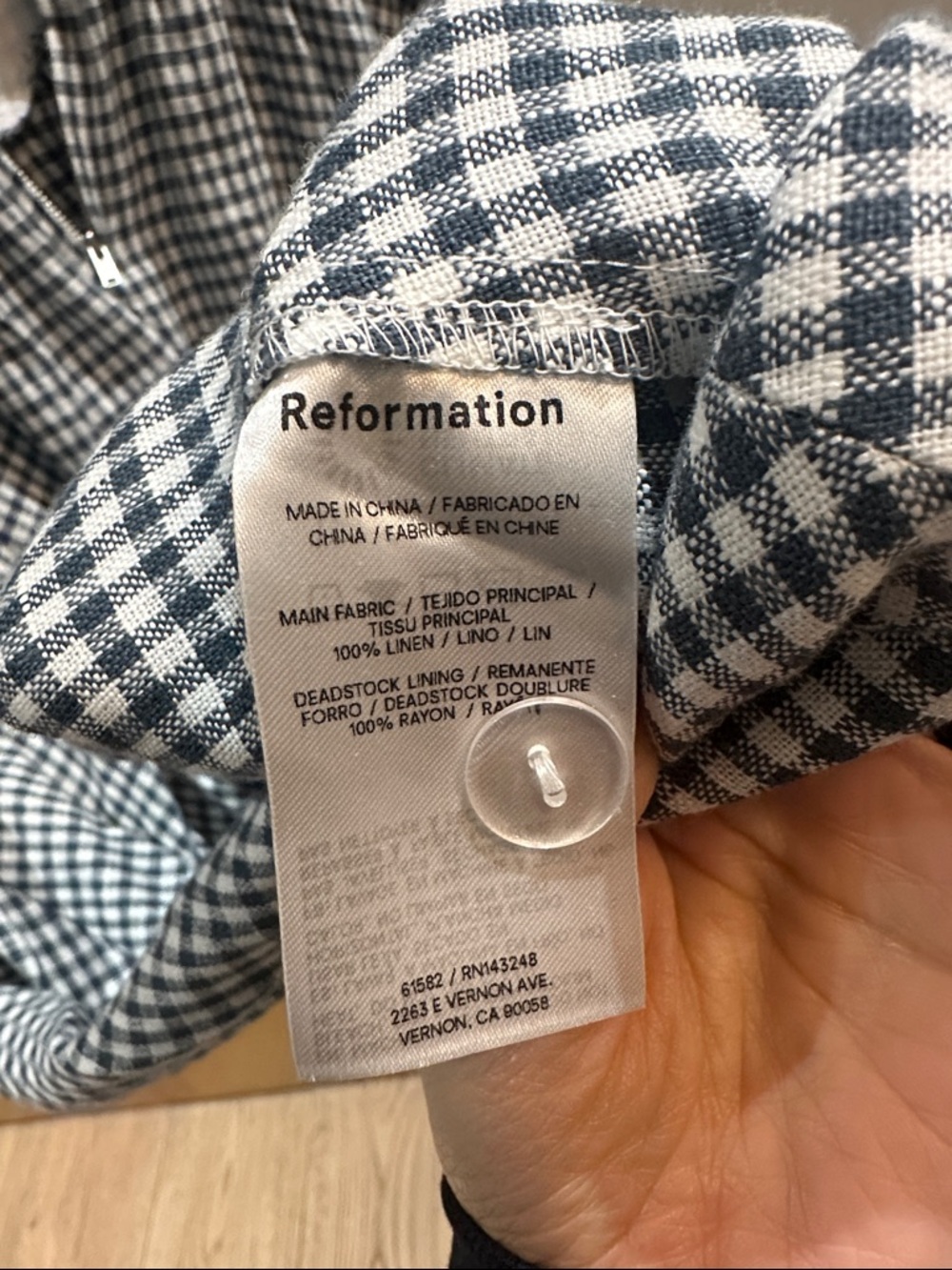 Reformation Women’s Linen Blue & White Gingham Dress - Sleeveless Midi - Picture 10 of 10